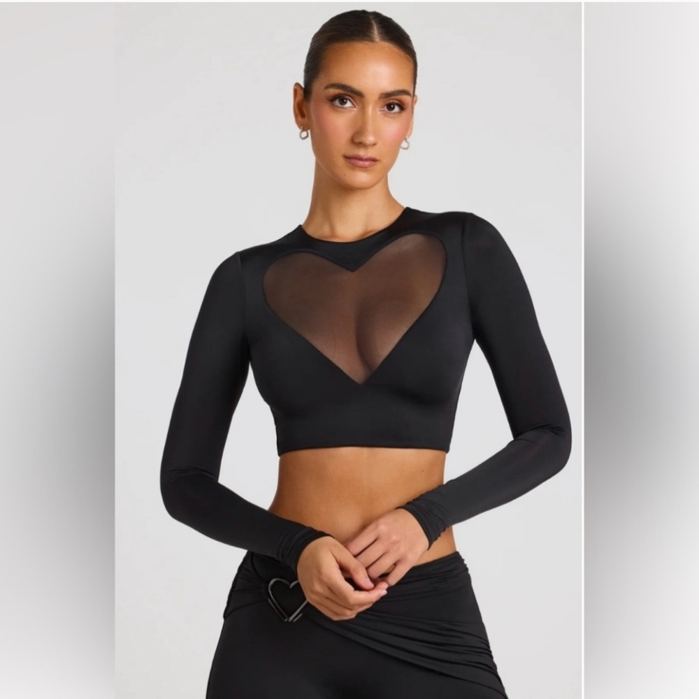 Oh Polly Mesh Heart Crop Top